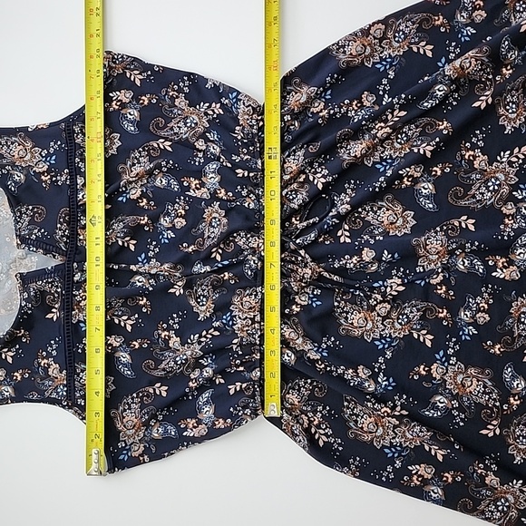 PerSeption Concept Women's Navy Paisley Sleeveless Dres Elastic Waist Sz Medium - Picture 8 of 14